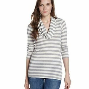 Splendid Stripe Pullover Cowl Neck Thermal Sweater
